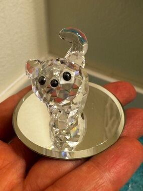 Swarovski Crystal Cat Figurine with Mirror Base from Lovlots Collection